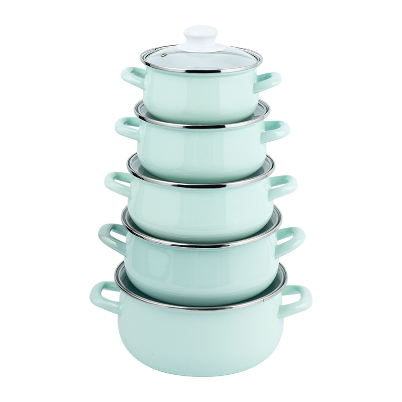 673D-5 Farve trykt emalje Stockpot