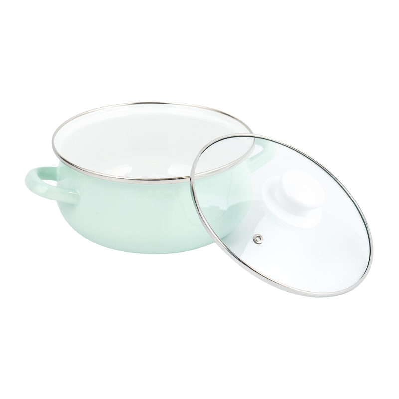 673D-5 Farve trykt emalje Stockpot