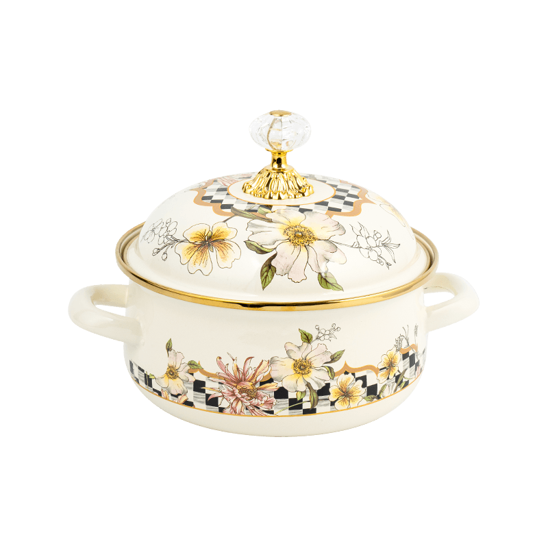 807d Double-Handle Emaljel Persimmon-formet gryde