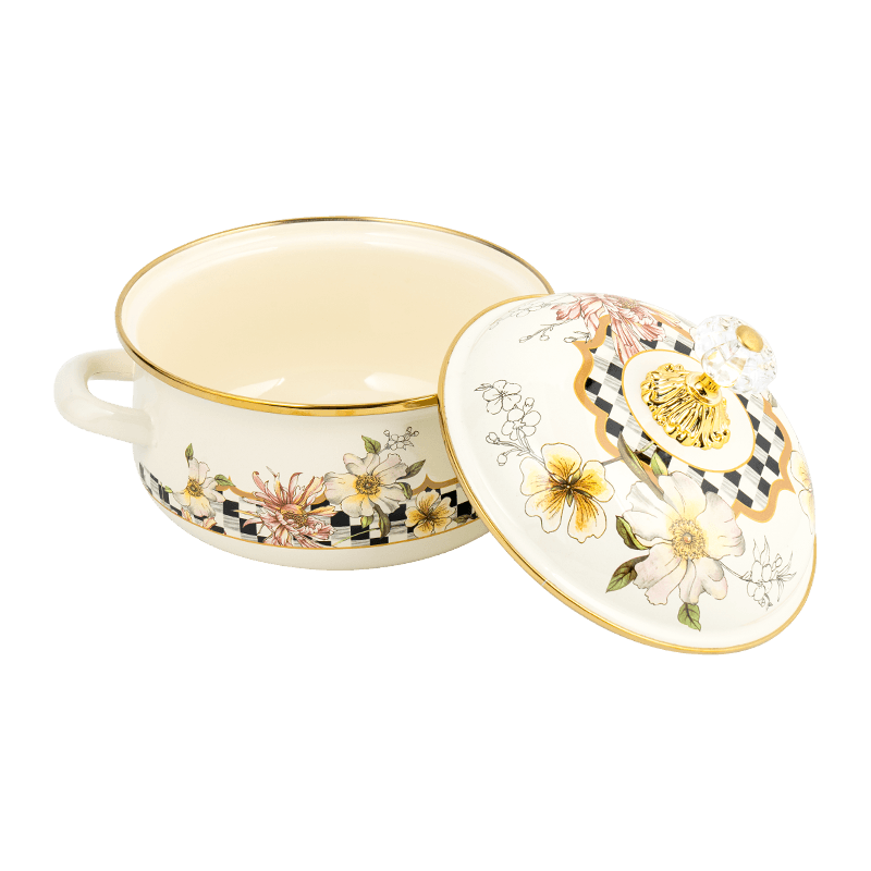 807d Double-Handle Emaljel Persimmon-formet gryde