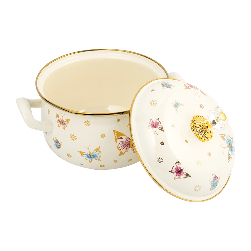 806D-5 rustfrit stål rund kantlagre Simmer emalje gryde