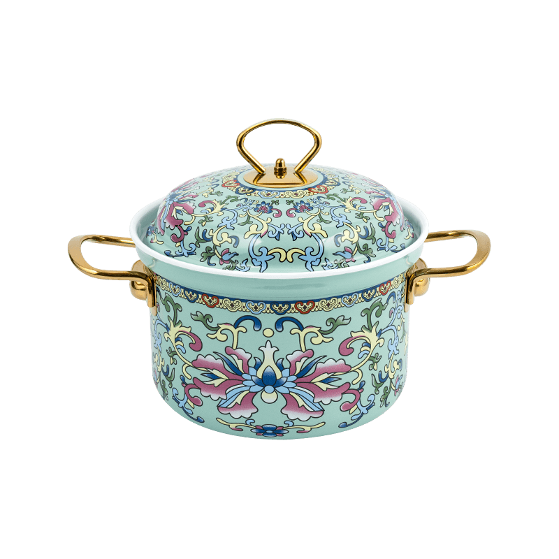 753D Emalje blussede kant Spill-resistent lige gryde