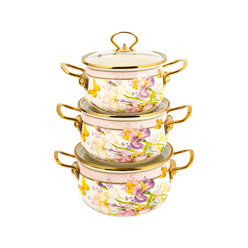 806D-5 rustfrit stål rund kantlagre Simmer emalje gryde