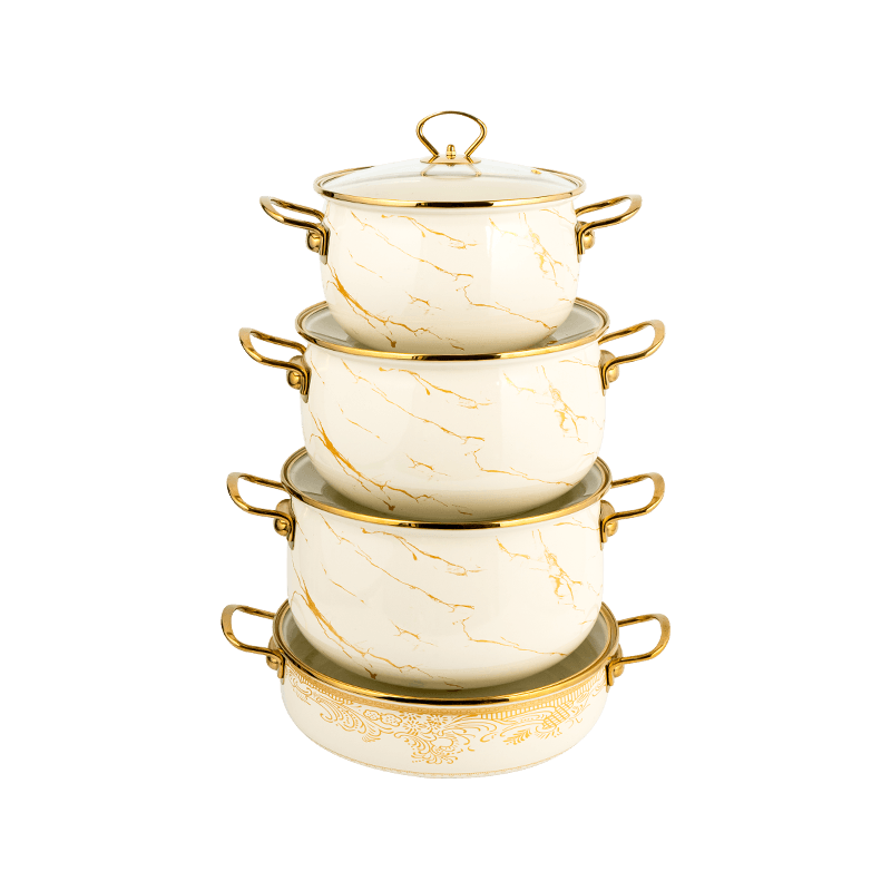 806D-5 rustfrit stål rund kantlagre Simmer emalje gryde