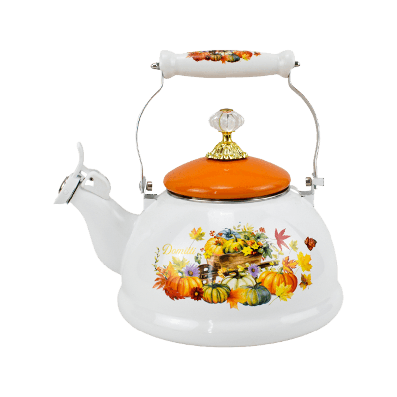 Køkken, der fløjter te emalje kedel