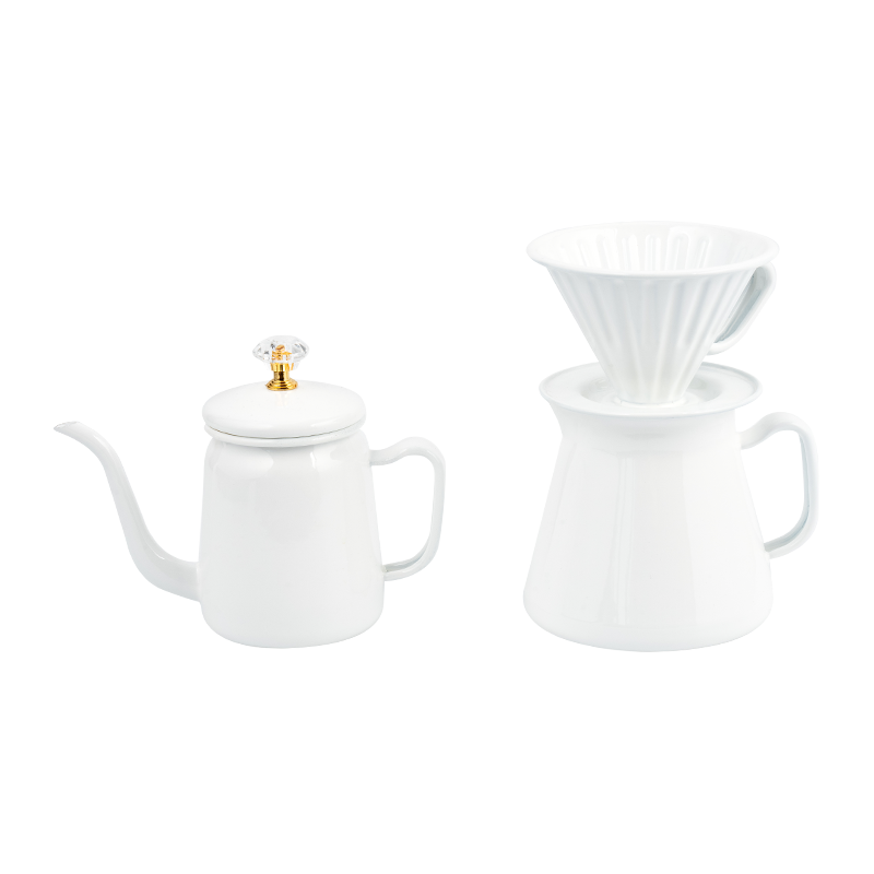 Emalje kaffe redskabssæt